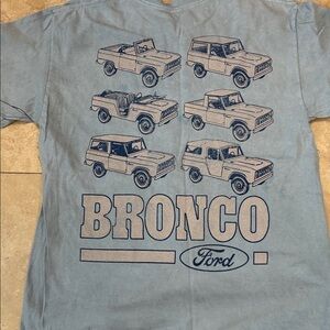 Vintage graphic Distressed Ford Bronco Light Blue Graphic Tee